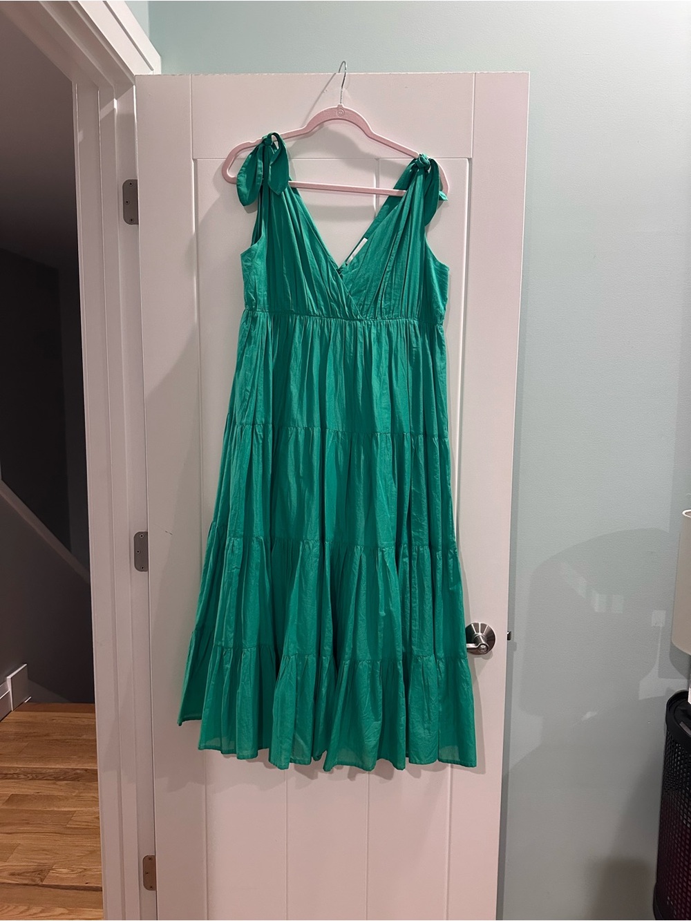 Merlette Green Tiered V-Neck Maxi Dress